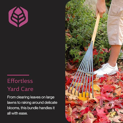 Yard Butler World’s Greatest Rake Set, ILT-208 Garden Rake for Lawncare - Convenient Garden Cleaning Accessory - Lightweight Wooden Handle - Steel Tines - Easy to Maneuver