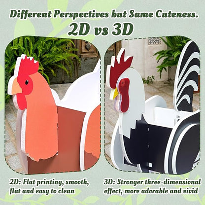 Hen Planter, Cute Animal Shape Flower Planters, Plant Pots for Indoor/Outdoor Garden Decor, Unique Gifts/Souvenirs for Pet Lovers (Hen 2D)