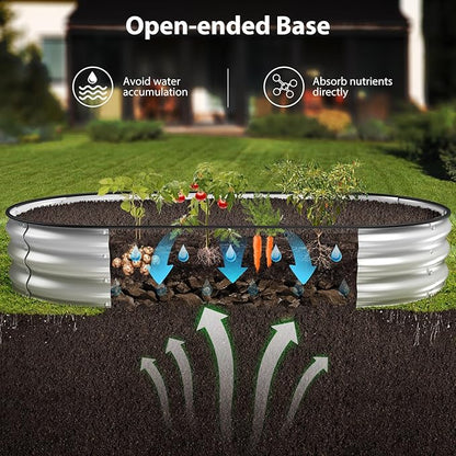 Raised Garden Bed Kit, 6x3x1 ft Galvanized Planter Box Outdoor with Safety Edging, Large Metal Raised Beds for Gardening Vegetables Flower Herb (Silver)
