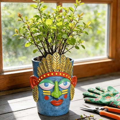 Unique Plant Pots - Abstract Picasso Face Flower Pot, Funky Planters for Indoor Plants, Cool Head Planter for Outdoor Garden & Home Decor
