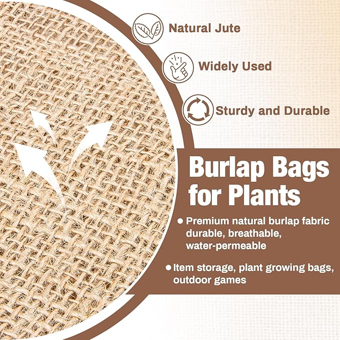 MAQIHAN 2 PCS Burlap Sack - 19.6" x 35" Burlap Bags for Plants High Density Natural Jute Bag of Potatoe Storage Plant Grow Bags with Rope Potato Sacks Race Bag Halloween,Christmas Decorations