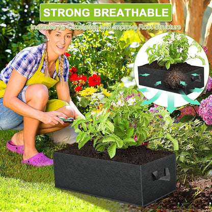 ANGELIOX 3 Pack Grow Bags, 6 Gallon/24L 300G Thickened Nonwoven Fabric Garden Bed Square Flower Planter Containers Pots with Handles for Potato Onion