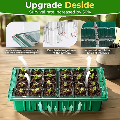 2026 Seed Starter Trays with Grow Lights and Heat Mat, 36 Extra Large Cells Plant Starting Kit,4 Timing Set,Humidity Domes Heightened Lids for Greenhouse Germination Seeds Growing Starting-1 pack