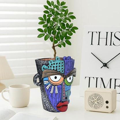 Abstract Face Planter Pots for Plants,Hand-Painted Colorful Flower Pots with Drainage,Indoor Outdoor Garden Decor Gift(Eclectic,Small)