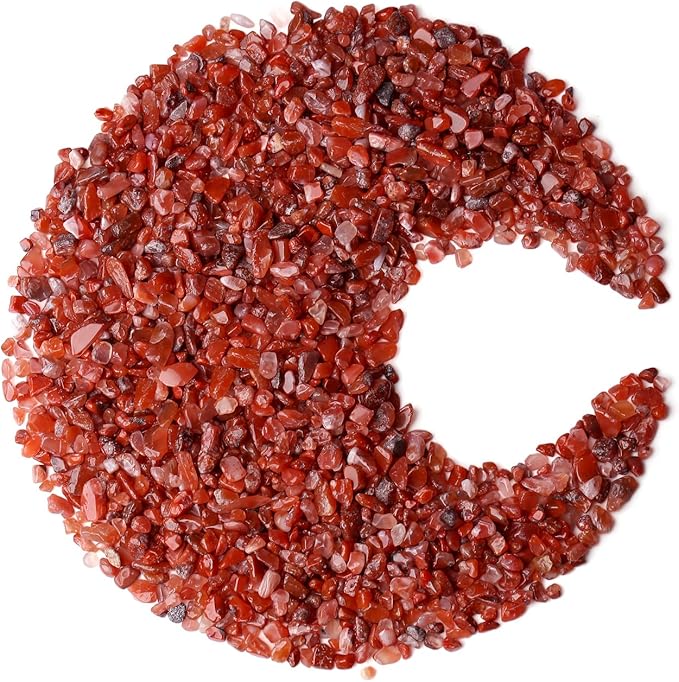 ZHIYUXI Carnelian Crystal Chips Fish Tank Gravel Vase Filler Stones Crushed Crystals Gemstone Polished Healing Crystals Natural Quartz Stone 0.44lbs