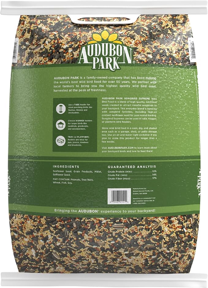 Audubon Park Songbird Supreme Wild Bird Seed for Outside Feeders, 15-lb. Bag