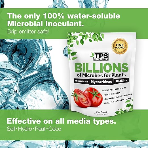 TPS Nutrients Billions - Mycorrhizal Fungi Root Inoculant for Plants - Water-Soluble with Mycorrhizae, Bacteria & Trichoderma, 8 oz (1/2 Pound)