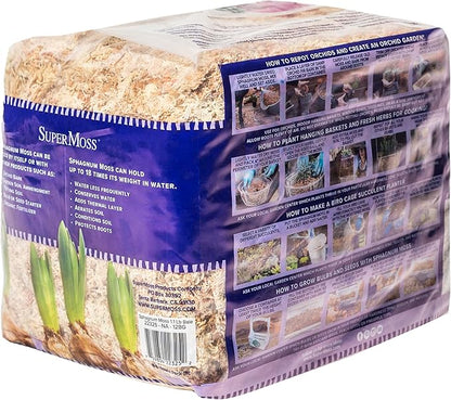 SuperMoss (22325) Orchid Sphagnum Moss Dried, Natural, 1 Pound Mini Bale