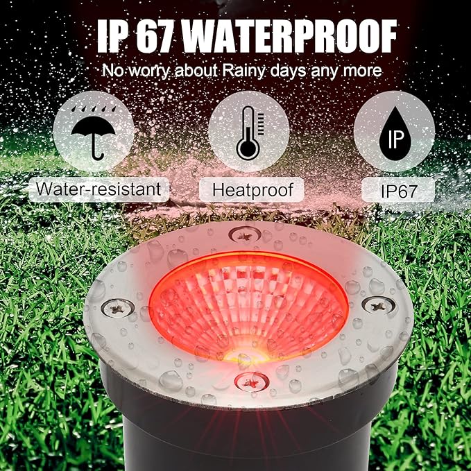 Low Voltage In-ground Light LED Well Lights Color Change Landscape Lighting 3W 12V Outdoor Landscape Light RGB Waterproof IP67 Pathway Driveway Fence Garden Lights (Multi-Colored)