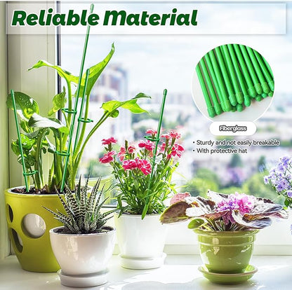 Plant Stakes 12 Inch Adjustable Length Plant Support Stake Orchid Stick with Clips Garden Pole for Indoor Outdoor Tomatoes Beans Vegetable