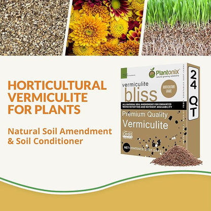 Vermiculite Bliss (24 Qts) - Organic Vermiculite for Gardening - 100% Natural Soil Amendment - Bulk Vermiculite for Plants, Potting Soil, & Seed Starting - Mixes with Garden Soil & Perlite for Plants