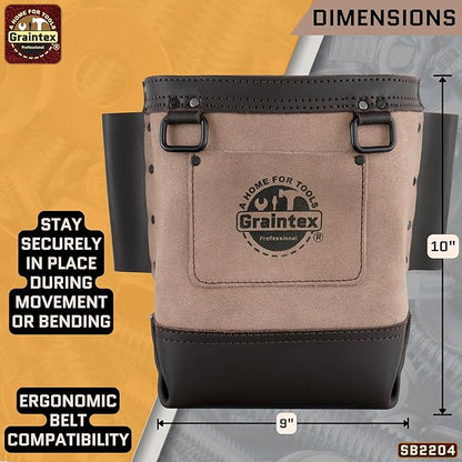 Graintex Nut & Bolt Bag, Beige Color Premium Quality Suede Leather Tool Bag, Tool Belt for Ironworker Tools, Bull Pin Loops, Ideal for Heavy-Duty Use, Bolt Bags for Construction Professionals - SB2204