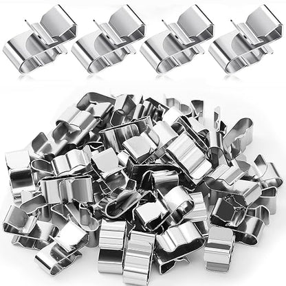 Altivox 100 Pcs 304 Stainless Steel U-Shape Wire Clips, 6mm-6.5mm, Double Wire Trailer Clips, Silver, Perfect for Wiring, Trailers, Boats, Offices