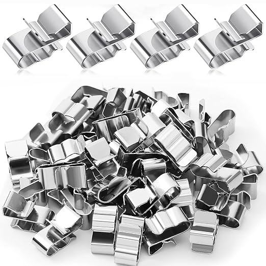 Altivox 100 Pcs 304 Stainless Steel U-Shape Wire Clips, 6mm-6.5mm, Double Wire Trailer Clips, Silver, Perfect for Wiring, Trailers, Boats, Offices