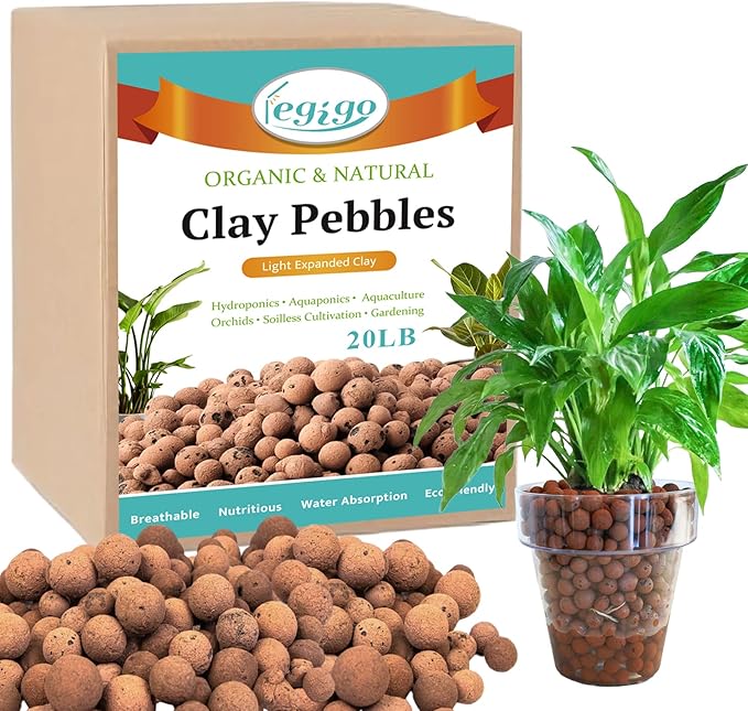 Legigo 19 LBS Organic Leca Clay Pebbles for Plants, 4mm-16mm 100% Natural Leca Balls for Indoor Plants, Hydroton Clay Pebbles for Plants Hydroponic Aquaponics Growing Orchid Drainage Terrarium