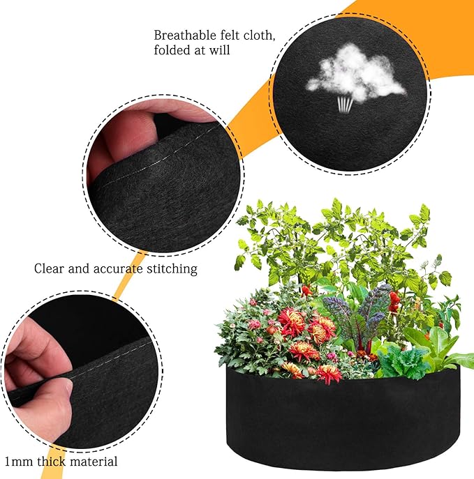 Fabric Raised Planting Bed,50 Gallon Garden Grow Bags Herb Flower Vegetable Plants Bed Round Planter,Violet,Dia36 x 12"