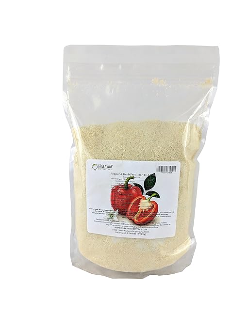 Greenway Biotech, Inc. Pepper & Herb Fertilizer 11-11-40 Powder - Water Soluble with Chelated Micronutrients for Hot & Bell Peppers Basil - Hotter Peppers Aromatic Herbs - Hydroponics & Soil - 1 LB