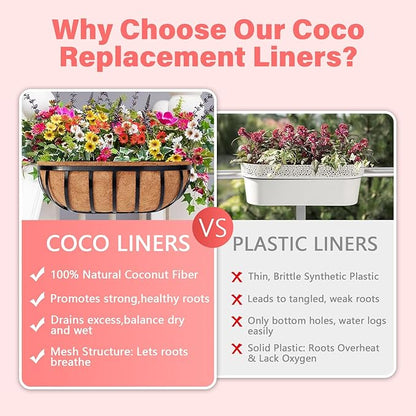 Legigo 2 Pack Trough Coco Liner for Planters- 24 Inch Window Box Liners Coconut Coir Basket Liners, Planter Box Coconut Liner for Window Flower Box Pots, Fence Trough Planter, Wall Planter Basket