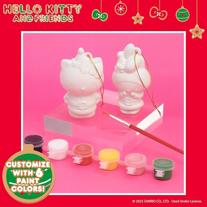 Horizon Group USA Paint Your Own Figurine Kit, DIY Art Project for Kids, Hello Kitty and My Melody Ornaments