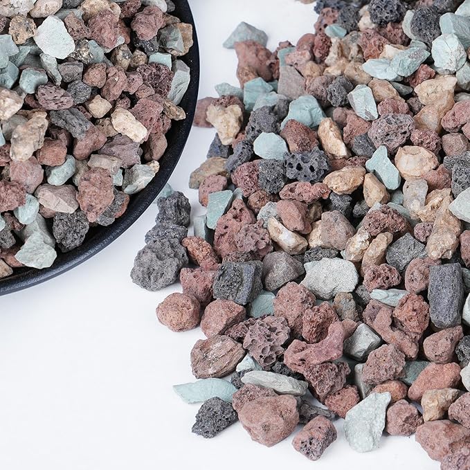 6lbs Mix Horticultural Lava Rocks for Plants, 3/8 Inch Potting Soil Amendment for Succulents, Cacti, Bonsai, Decorative Gravel Plant Drainage Volcanic for Terrarium, Top Dressing