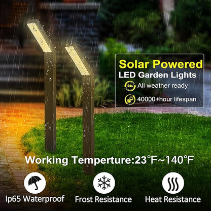 Solar Outdoor Pathway Lights - IP65 Waterproof Landscape Lights for Garden Decor, Walkway, Yard, Driveway (2 Pack)