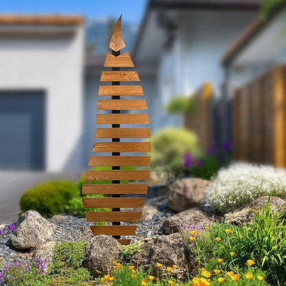 dobar® Green Label Abstractus Trellis in Leaf Shape Two-Tone Wooden - Standing Trellis with Stake for Garden - Plant Support for Climbing Plants