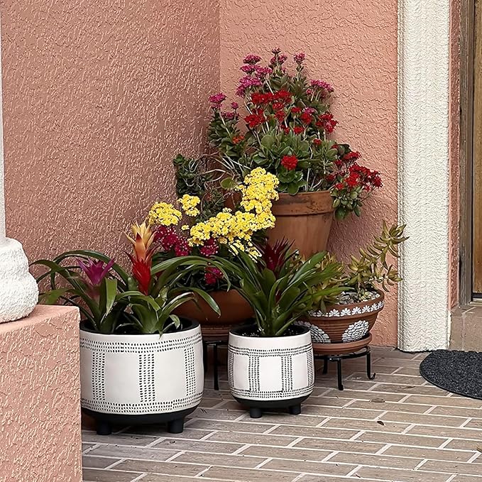 5 Pack Metal Plant Stands,Heavy Duty Potted Holder for Flower Pot,Indoor Outdoor Metal Rustproof Iron Garden Container Round Supports Rack for Planter