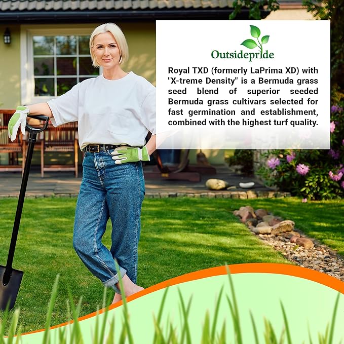 Outsidepride Royal TXD Bermuda Grass Seed Blend - 5 lbs. Warm Season, Fast Growing Turf Grass Seeds: Heat & Drought Tolerant, Ideal for Home Lawns & Sports Fields, Dense & Lush Green Coverage