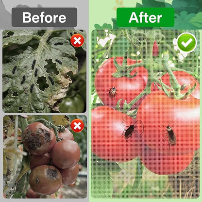 3 Pack Garden Bird Netting Plant Cover for Triangle Tomato Cage, 48"x13" Insect Bird Barrier Tomato Cage Net with Zipper & Drawstring, Tomato Trellis Netting Protection Cover for Protecting Plants