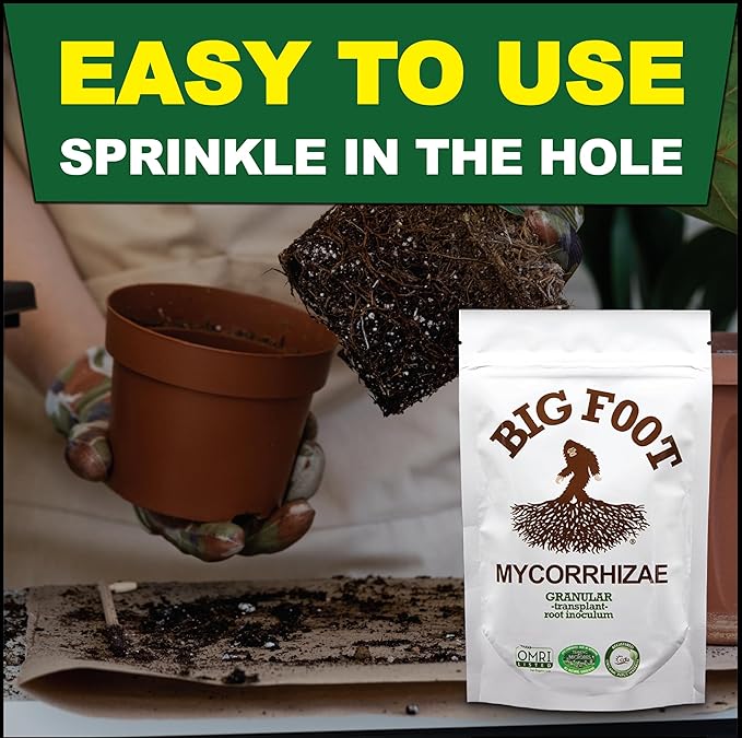 Big Foot Mycorrhizae - Double Your Plant Size – Easy to Use – Made in USA – Treats 30 Plants (7,500 mycorrhizal Spores)