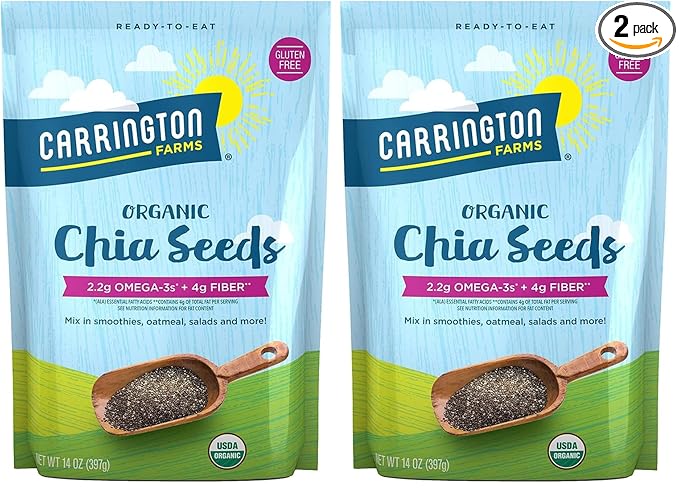Carrington Farms Organic Chia Seeds,Gluten Free,USDA Organic,14 Ounce,(Pack of 2)