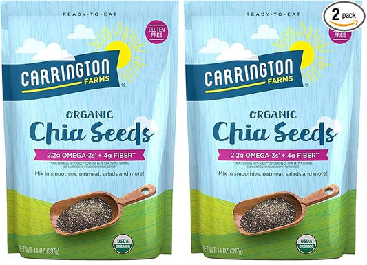 Carrington Farms Organic Chia Seeds,Gluten Free,USDA Organic,14 Ounce,(Pack of 2)
