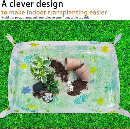 40.2" Large Repotting/Potting Soil Mat for Indoor Plants,Thicker Potting Tray for House Plants, Succulents,Cactus, Pots, Soil,Bonsai tool,Gardening Accessories Plant Lovers Gifts(40.2" x 29.1",Clear)