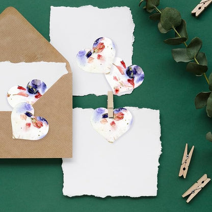 50pcs Small Pink & Purple Heart Seed Paper – Plantable & Writable Wildflower Seed Paper, Gift for Mom This Mother’s Day, Use for Shower Favors, Weddings, Heart Party Favors or Life Events