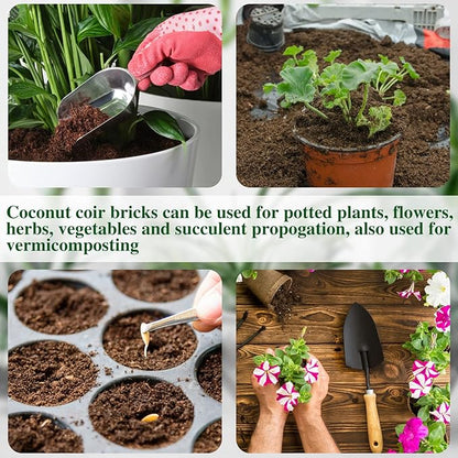 ZeeDix 1 Pack Coco Coir Brick, 100% Organic Compressed Coco Coir Brick Seed Starter Potting Soil for Plants, Premium Coconut Fiber Substrate with Low EC & pH Balance for Gardening Flower Herbs