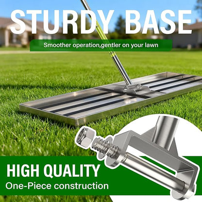 36x12 inch Lawn Leveling Rake,Heavy-Duty Stainless Steel Landscape Rake with an Adjustable 78'' Extra Long Handle Lawn Leveling Tool for Yard,Backyard,Garden,Golf,Farm,Pasture