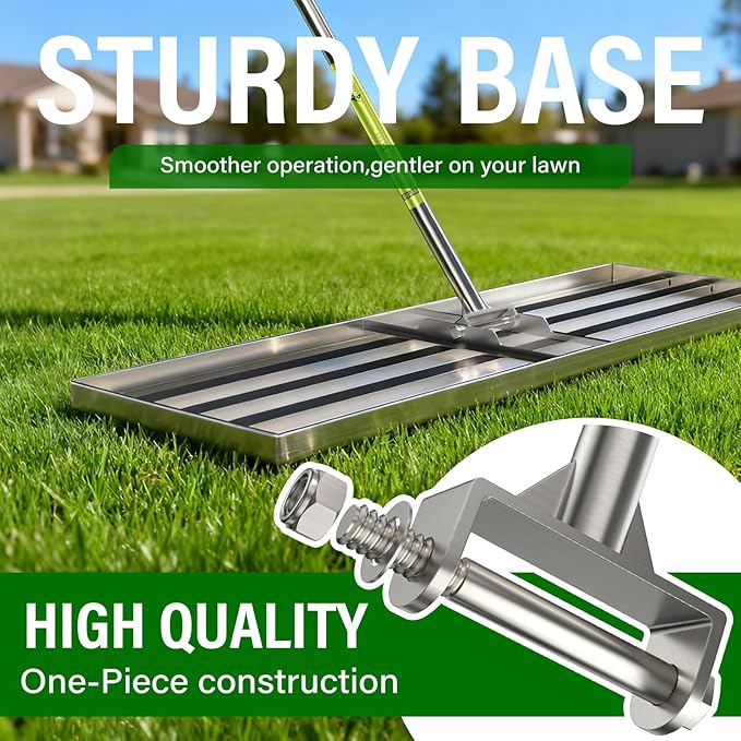 48x12 inch Lawn Leveling Rake,Heavy-Duty Stainless Steel Landscape Rake with an Adjustable 78'' Extra Long Handle Lawn Leveling Tool for Yard,Backyard,Garden,Golf,Farm,Pasture