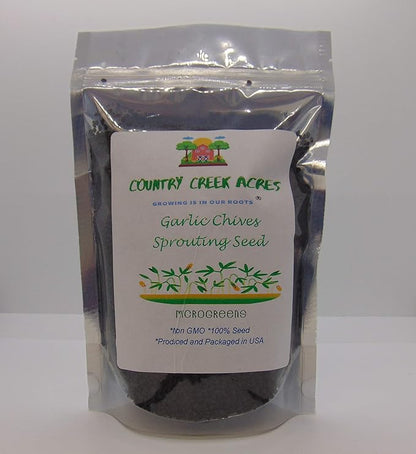 16 oz Garlic Chive Seeds, Non-GMO, Pure Microgreen Seeds- Delicious Herb! Microgreens, Sprouting Seeds, Country Creek LLC. Brand