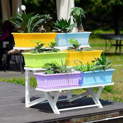 4 Packs 17 Inch Rectangular Window Flower Box Planter with Tray for Balcony, Windowsill, Garden