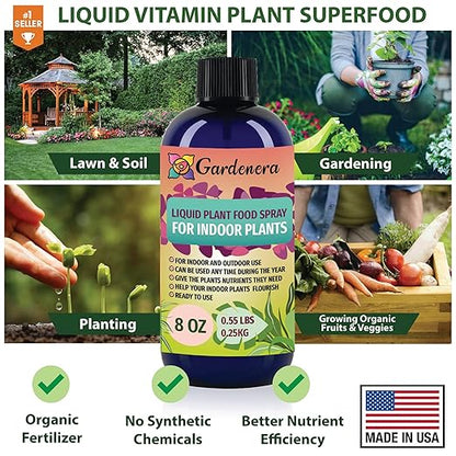 Gardenera Plant Growth Superfood for Fiddle Leaf FIG with 18 Vitamins & Minerals - Organic Plant Food Fertilizer - Micro-Fungi and Bio-Organisms for Fiddle Leaf Fig Care & Growth Enhancement - 8oz