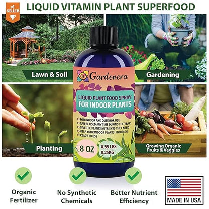 Gardenera Professional Tomato Organic Superfood Spray Mist for Home Gardening | Micro-Fungi Enriched Fertilizer Mist for Healthy Leaves & Growth | 18 Key Vitamins & Minerals for Tomatoes - 8oz