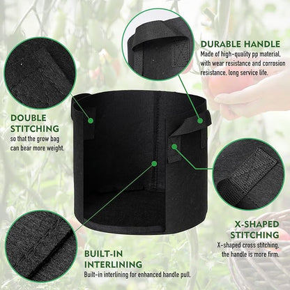 WEIFENG 3-Pack 40 Gallon Grow Bags, XL Heavy Duty Fabric Planter with Handles for Extra Large Trees, Big Shrubs