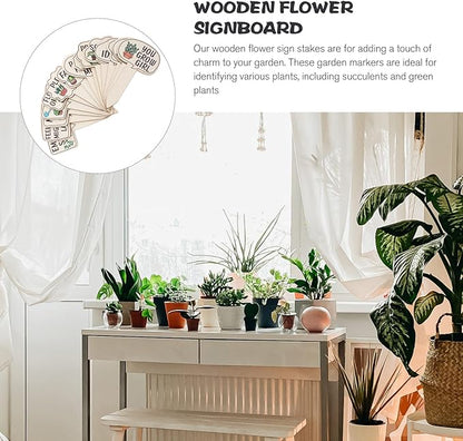HANABASS 60pcs Wooden Plant Markers Garden Labels for and Flowers Cute Tags for Indoor and Outdoor Use Reusable Garden Stakes for Potted Plants