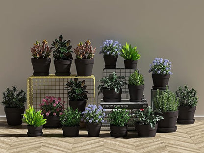 Fcacti 27 Pcs Small Mini Black Clay Pots 2.1'' Terracotta Pot Clay Ceramic Pottery Planter Cactus Flower Pots Succulent Nursery Pots- Great for Window Boxes, Cactus, Plants, Crafts, Wedding Favors