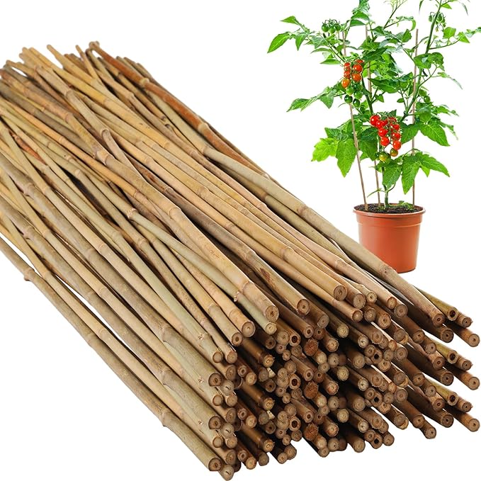 Suzile 100 Pcs Bamboo Stakes Bulk, Natural Plant Stakes Bamboo Garden Supports Climbing for Tomatoes, Beans, Vegetable and Potted Plants (48 Inch)