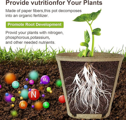 Peat Pots, Biodegradable Pots for Seedlings with Drain Holes, Garden Plant Nursery Pots for Plants, Vegetables,Fruits and Herb (12)