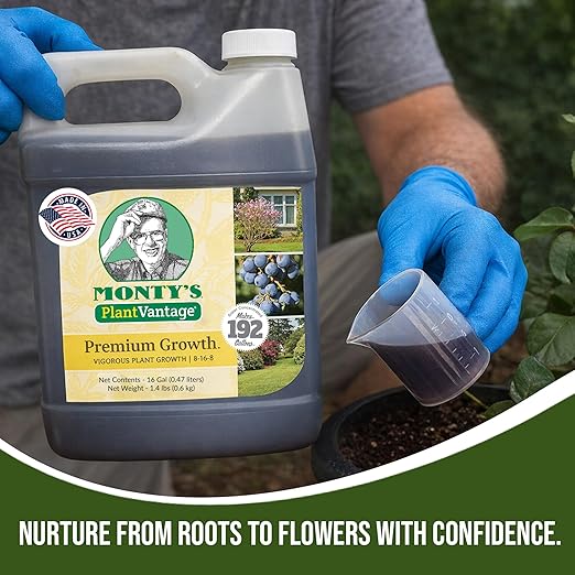 PlantVantage Premium Growth Liquid Plant Food - Liquid Fertilizer for Stronger Stems & Larger Leaves, NPK Fertilizer (8-16-8) with Zinc & Iron, Foliar Spray for Trees, Shrubs & Flower Boost, 16 oz
