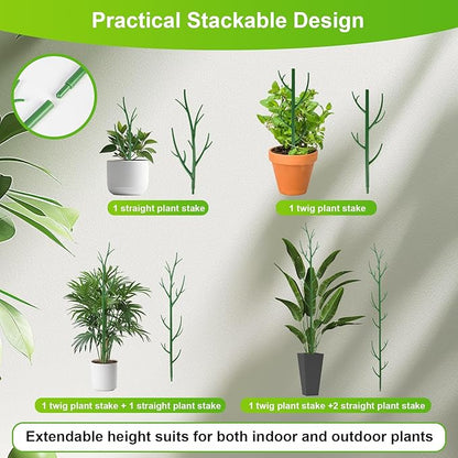 7 Pack Monstera Plant Support - 24.4" Plant Support Stakes for Indoor Plants Sticks Support Tall Indoor Plant Stakes with Twist Ties Stackable Plant Stem Support for Monstera Plants