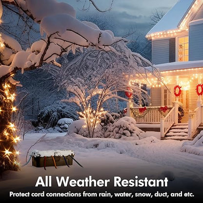 RESTMO Outdoor Electrical Box, IP54 Weatherproof Extension Cord Cover with 6 Cable Entry Ports, Waterproof Connection Box Protect Power Strip, Timer, Plug, Holiday Lights, (11.5x5.2x4 inch), Brown