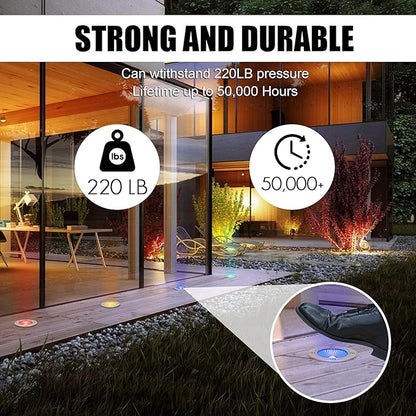 Low Voltage In-ground Light LED Well Lights Color Change Landscape Lighting 3W 12V Outdoor Landscape Light RGB Waterproof IP67 Pathway Driveway Fence Garden Lights (Multi-Colored)